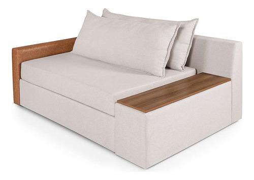 Sofá-cama Casal 2 Lugares Com Baú Lateral Panamá Linho Ge... Cor Gelo