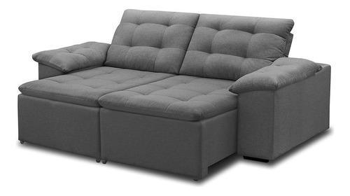 Sofá Retrátil Reclinável Luar 200cm 742 Boucle Cinza