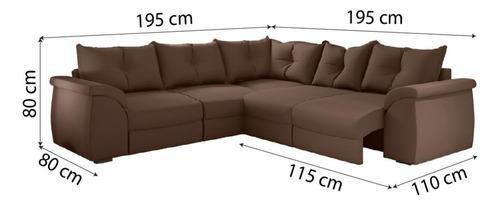 Sofá De Canto 5 Lugares Com Retrátil Qatar Suede Marrom Selmer