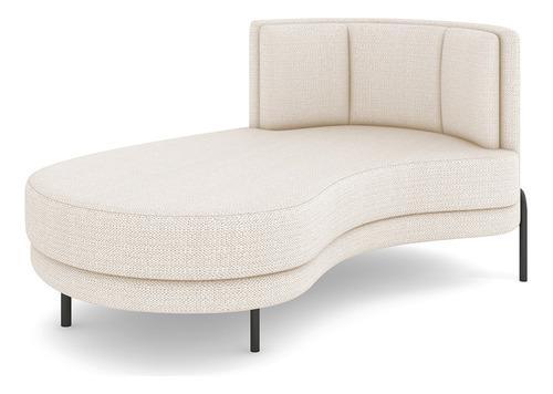 Sofá Chaise Longue Sala De Estar Living Lucca Esquerdo D02 Linho Cru D-461