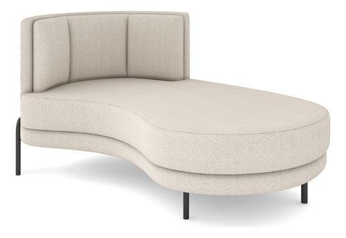 Chaise Longue Divã 164cm Braço Esquerdo Logus Bouclê Bege