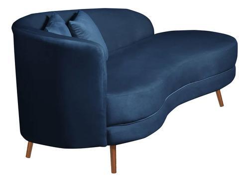 Chaise Longue Divã Emili 160cm Veludo Star Confort Cor Azul